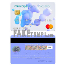 Argentina Municipal Bank of Rosario fake mastercard photoshop template PSD