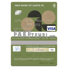 Argentina New Bank of Santa Fe fake visa card photoshop template PSD