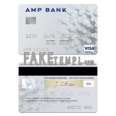 Australia AMP Bank fake visa card photoshop template PSD