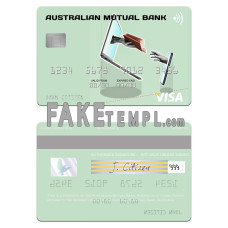 Australia Australian Mutual Bank fake visa card photoshop template PSD