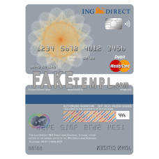 Australia ING Direct bank fake mastercard debit card photoshop template PSD