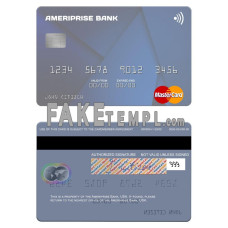 USA Ameriprise Bank fake mastercard photoshop template PSD