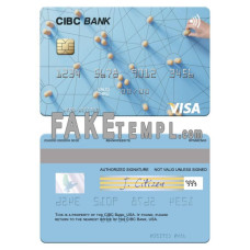 USA CIBC Bank fake visa card photoshop template PSD