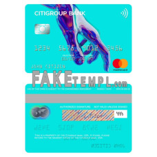 USA Citigroup Bank fake mastercard photoshop template PSD