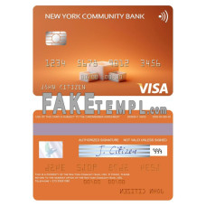 USA New York Community Bank fake visa card photoshop template PSD