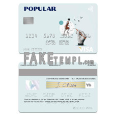 USA Popular, Inc. Bank fake visa card photoshop template PSD