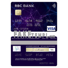 USA RBC Bank fake visa card photoshop template PSD