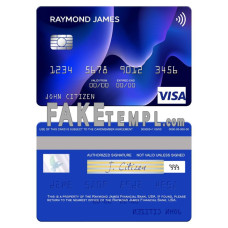 USA Raymond James Financial Bank fake visa card photoshop template PSD