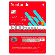 USA Santander Bank fake mastercard photoshop template PSD