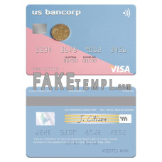 USA U.S. Bancorp Bank fake visa card photoshop template PSD