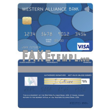 USA Western Alliance Bank fake visa card photoshop template PSD