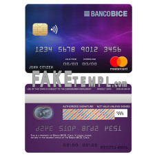 Chile BICE bank fake mastercard credit card photoshop template PSD