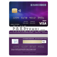 Chile BICE bank fake visa credit card photoshop template PSD