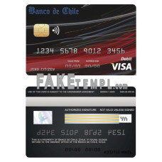 Chile Banco de Chile bank fake visa credit card photoshop template PSD