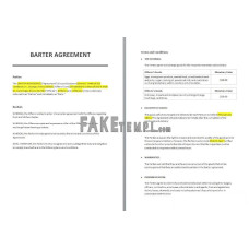 fake free barter agreement Word and PDF template