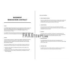 fake free basement renovation contract Word and PDF template