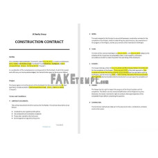 fake free basic construction contract Word and PDF template