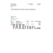 fake bank statement of bills and charges Word and PDF template