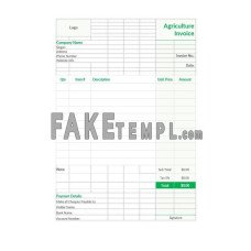 Agriculture fake Invoice Word and PDF template