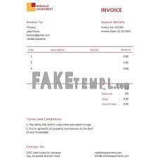 Apartment Rental fake Invoice Word and PDF template