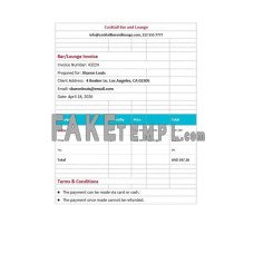 BarLounge fake Invoice Word and PDF template