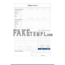 Billing fake Invoice Word and PDF template