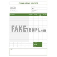 Blank Consulting fake Invoice Word and PDF template