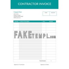 Blank Contractor fake Invoice Word and PDF template