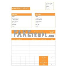 Blank Proforma fake Invoice Word and PDF template