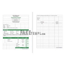 Blank University fake Invoice Word and PDF template