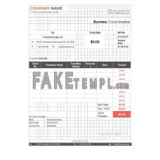 Business travel fake Invoice Word and PDF template