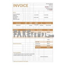 Cake Order fake Invoice Word and PDF template