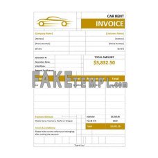 Car Rental fake Invoice Word and PDF template