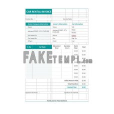 Car Rental Service fake Invoice Word and PDF template