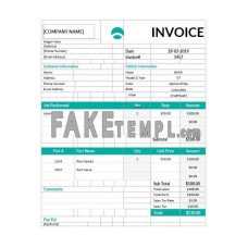 Car Repair fake Invoice Word and PDF template