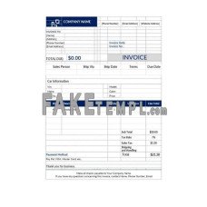 Car sales fake Invoice Word and PDF template