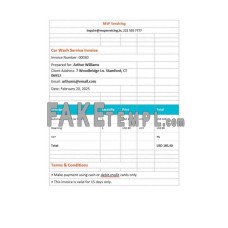 Car Wash Service fake Invoice Word and PDF template