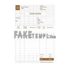 Cash fake Invoice Word and PDF template