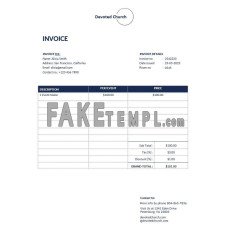 Church Service fake Invoice Word and PDF template