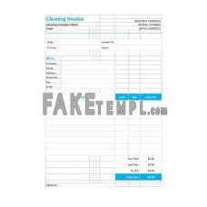 Cleaning fake Invoice Word and PDF template