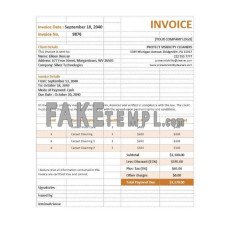 Cleaning Service fake Invoice Form Word and PDF template