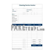 Cleaning service fake Invoice Word and PDF template