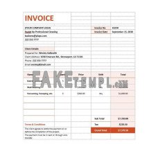 Cleaning Services Contract Agreement fake Invoice Word and PDF template