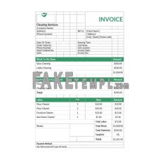 Cleaning services fake Invoice Word and PDF template