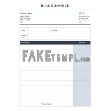 Editable Blank fake Invoice Word and PDF template