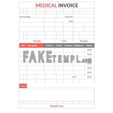 Editable Medical fake Invoice Word and PDF template