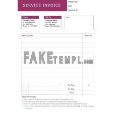 Editable Service fake Invoice Word and PDF template