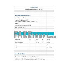 Event Management fake Invoice Word and PDF template