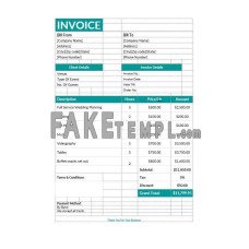 Event planning fake Invoice Word and PDF template