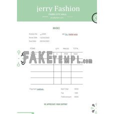 Fashion Store fake Invoice Word and PDF template